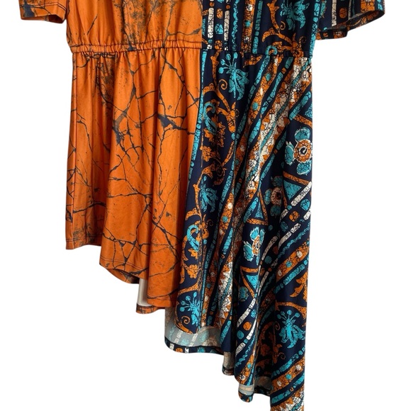 Ashley Stewart Angled Hem Dress Women 18/20 Elastic Waist Boho Cottagecore Chic - Picture 4 of 9